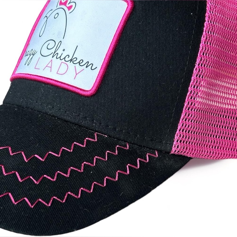 Crazy Chicken Lady Ponytail Pink Adjustable Fun Trucker Style Hat/NWT - Picture 4 of 13